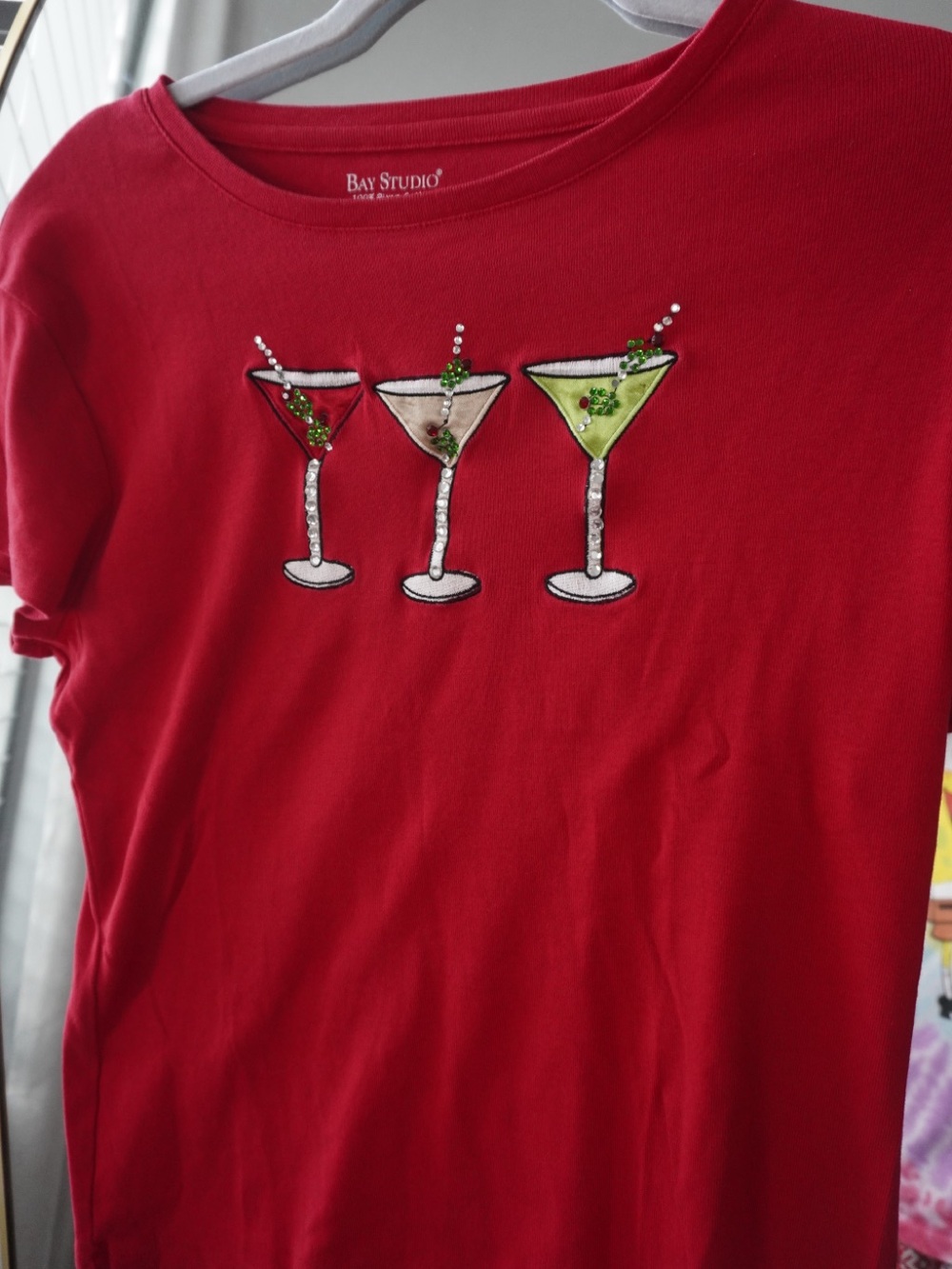 Bay Studio Red Embellished Martini Graphic Tee